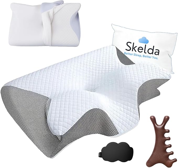 Premium Relief Pillow, 2026 New 2-in-1 Ergonomic Pillow with Case, Adjustable Memory Foam Supports Pillows, Orthopedic Bed Pillows for Side Back Stomach Sleeper (1PC-Gray)