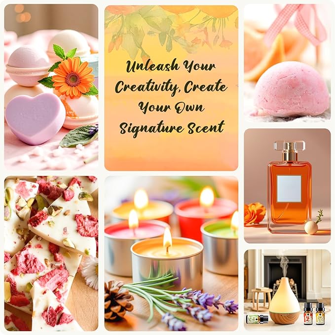 RAINBOW ABBY Floral Essential Oils Set, Premium Fragrance Oil for Candle & Soap Making, 10 Flower Scents in 5ML Bottles, Rose, Jasmine, Cherry Blossom, Gardenia, Plumeria, Peony