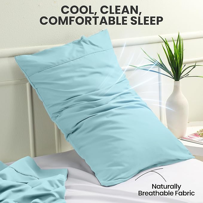 Utopia Bedding Queen Pillow Cases - 2 Pack - Envelope Closure - Soft Brushed Microfiber Fabric - Shrinkage and Fade Resistant Pillow Covers Queen Size 20 X 30 Inches (Queen, Spa Blue)
