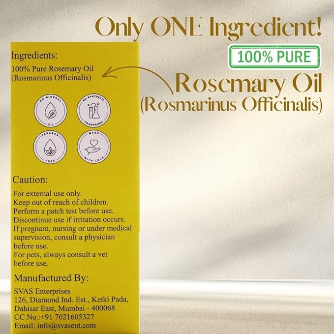 100% Pure Rosemary Essential Oil | Natural Hair Growth Support, Scalp Nourishing, Aromatherapy Grade, for Thick & Healthy Hair, Skin Massage & Diffuser Use – 1 fl oz, 30 ML
