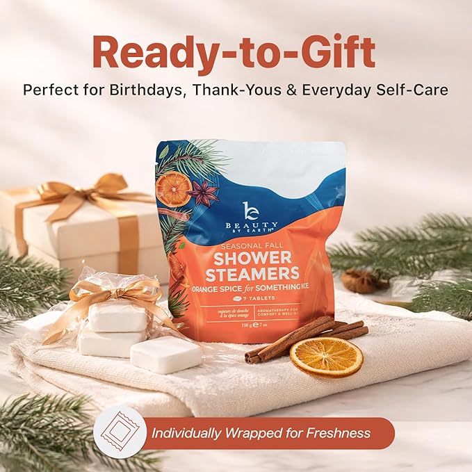 Shower Steamers Aromatherapy - USA Made with Natural Ingredients, Mothers Day Gifts for Mom, Large Shower Tablets with Orange & Fir Essential Oil, Self Care Relaxation Gifts for Women & Men