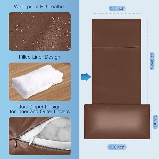 Leather Recliner Pillow, Adjustable Neck & Head Support Pillow, Pu Leather Non-Slip Headrest for Pain Relief & Relaxation, Ideal for Recliner Chair, Couch, Office Chair, Sofa