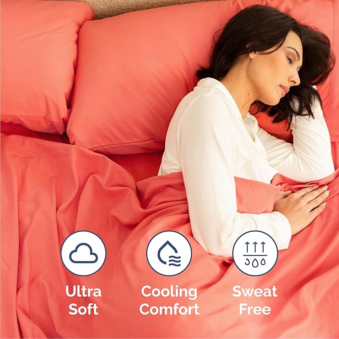 Queen 6 Piece Sheet Set - Comfy, Breathable & Cooling - Hotel Luxury Bedding for Women, Men, Kids, Teens and Children - 1 Flat & 1 Fitted Sheet & 4 Pillowcases w/ Deep Pockets - Wrinkle Free - Coral