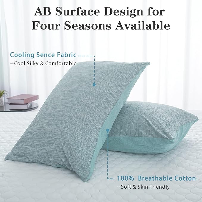 CHOSHOME Cooling Pillow Cases Zipper Pillow Covers Q-Max > 0.45 Zippered Pillowcases for Hot Sleepers, Soft, Breathable, Skin-Friendly, 2 Pack (Standard, 20"x26", Green)