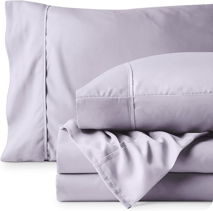 Bare Home Twin XL Sheet Set - 1800 Ultra-Soft Microfiber Twin Extra Long Bed Sheets - Double Brushed - Deep Pockets - Easy Fit - 3 Piece Set - Bedding Sheets & Pillowcases (Twin XL, Light Lavender)