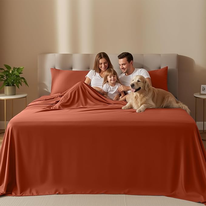 Utopia Bedding Full Size Sheet Set – 4 Piece Bed Sheets, Soft and Breathable Microfiber, Includes 1 Fitted Sheet, 1 Flat Sheet and 2 Pillowcases – OekoTex (Orange)