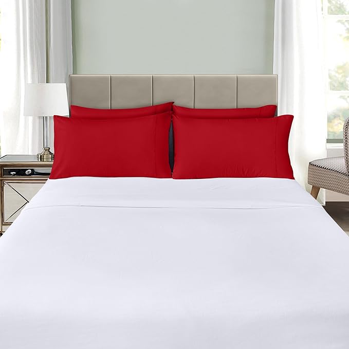 Utopia Bedding King Pillow Cases - Pack of 4 - Envelope Closure - Soft Brushed Polyester Fabric - Shrinkage and Fade Resistant Pillow Covers King Size 20 X 40 Inches (Red)
