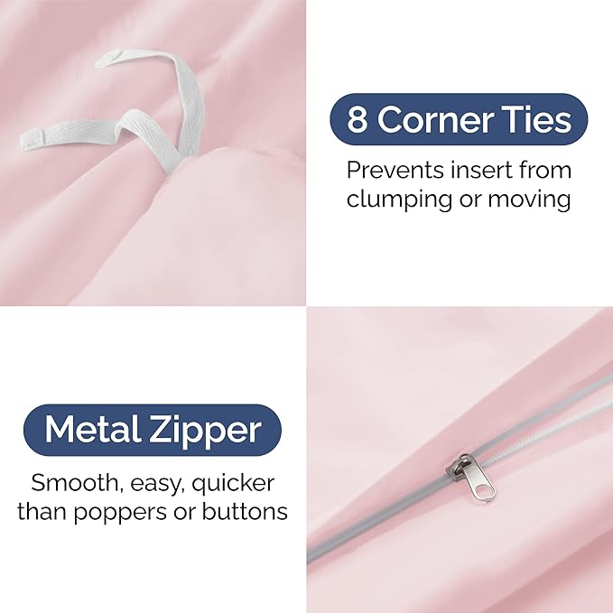 Duvet Cover King Size Set - Extra Soft King Duvet Cover 104" x 90" with 2 Pillow Shams - Hotel Luxury, Easy Care & Fade Free with Zipper Closures & Ties - Comfy, Cozy and Breathable (Lavender Pink)