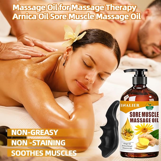 INALIER Sore Muscle Massage Oil,Gift for Husband Dad Boyfriend,Relaxing Massage Oil,Arnica Oil,Massages Oil for Massage Therapy,Gifts for Men and Women,Spa Gifts for Him Her
