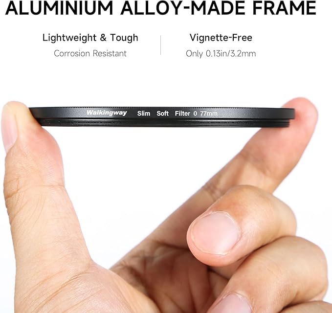 Walking Way 62MM Soft Focus Filter White Pro Mist Diffusion Filter Ultra Light Dreamy Fog Effect Circular Lens Filter Softening Diffuser for Video/Vlog/Portrait Photography