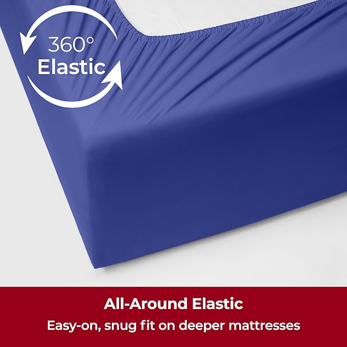 Mellanni Extra Deep Full Sheets - 4 PC Iconic Collection Bedding - Hotel Luxury, Ultra Soft, Cooling Bed Sheets - Wrinkle, Fade, Stain Resistant (Full, Royal Blue)