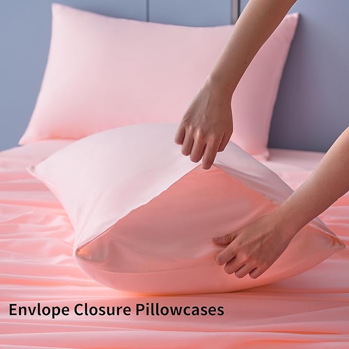 Best Season 3 Piece Bed Sheet Set (Twin,Blush Pink) 1 Flat Sheet,1 Fitted Sheet and 1 Pillow Cases,100% Brushed Microfiber 1800 Luxury Bedding,Deep Pockets,Extra Soft & Fade Resistant