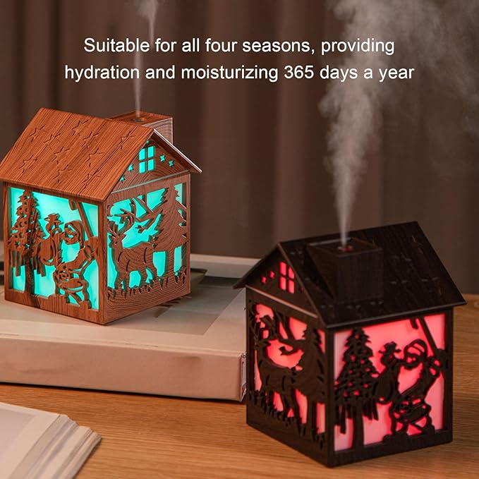 Air Diffuser Humidifier, Colorful Ultrasonic Essential Oil Diffuser with USB Powered Quiet Operation for Bedroom Office Yoga Home Decor (Light Wood Grain)