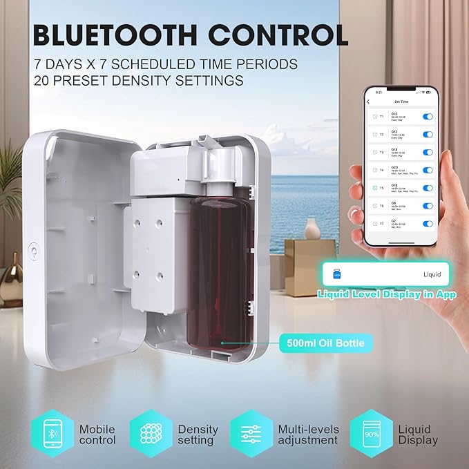 Scent Air Machine for Home, 2500 Sq. Ft Bluetooth Waterless Essential Oil Diffuser with Cold Air Technology, Fragrance Diffuser for Large Room, Hotel, Office, Spa