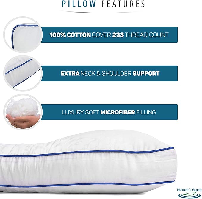 Nature's Guest Adjustable Cervical Pillow, Better Than Memory Foam Pillow for Neck Pain, Contour Orthopedic Pillow for Sleeping, Ergonomic Pillow for Side, Back and Stomach Sleepers, Standard Medium