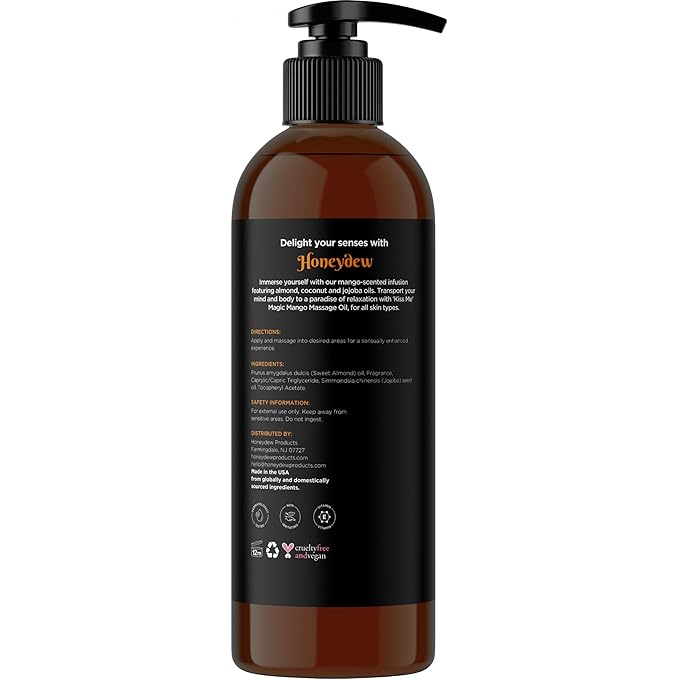 Mango Sensual Massage Oil for Couples - Alluring Tropical Full Body Massage Oil for Date Night and Nourishing Body Moisturizer with Sweet Almond - Vegan Non Greasy & Smooth Gliding Formula (8 Fl Oz)