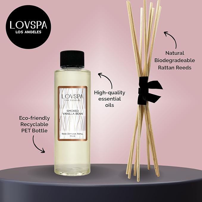 Smoked Vanilla Diffuser Oil - Luxury Essential Oils for Diffuser Refill & Air Freshener Room Spray - Long-Lasting & Natural Home Fragrance, Scented Oil for Diffusers, USA Made, 4oz