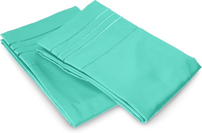 Elegant Comfort Luxury Ultra-Soft 2-Piece Pillowcase Set - 1500 Premium Hotel Quality Microfiber Double Brushed - Wrinkle Resistant, King Size, Paradise Teal