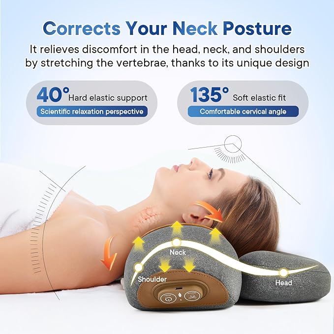 Mothers Day Gifts for Mom Upgraded Neck Massager Pillow, 3-in-1 Neck Massager, Traction Massage with Heat, Neck Pillow for Shoulder Pain, Deep Tissue Pain Relief,Rechargeable TheraPillow