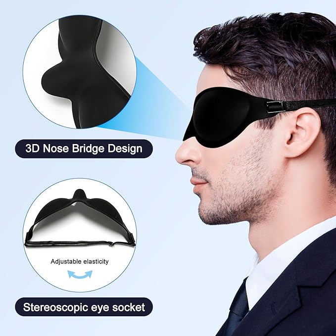 Moisture Chamber Sleep Mask for Dry Eyes, Reusable & Soft Silicone, One Size Fits Most – Lightweight Comfort for Insomnia, Travel & Meditation (Black)