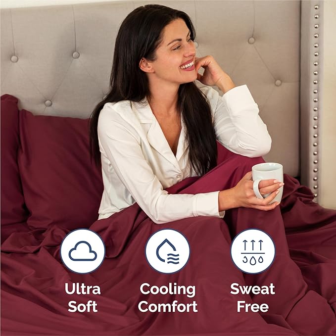 King 6 Piece Sheet Set - Comfy, Breathable & Cooling - Hotel Luxury Bedding for Women, Men, Kids, Teens and Children - 1 Flat & 1 Fitted Sheet & 4 Pillowcases w/ Deep Pockets - Wrinkle Free - Burgundy