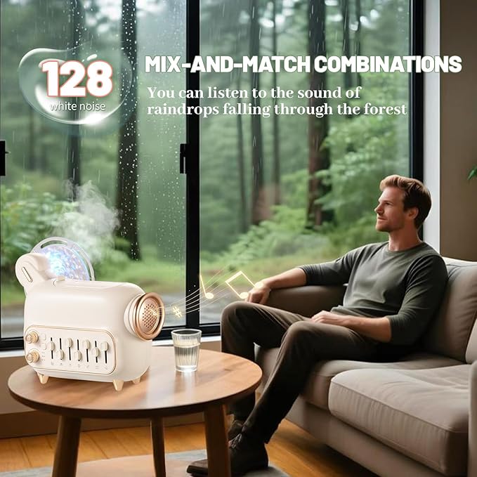 5-in-1 waterless Diffuser: Bluetooth Speaker, Humidifier, LED Night Light, White Noise & Nature Sounds. Auto Shut-Off. Aromatherapy Diffuser for Bedroom, Office, Yoga, Kids & Adults