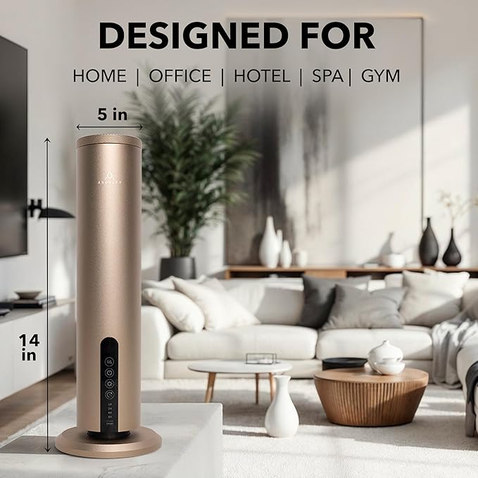 Breeze Wireless Scent Diffuser, Essential Oil Included – Bluetooth & App Control, 1200 Sq Ft Coverage, No Residue, Safe for Kids & Pets, Home, Office & Spa, Gold