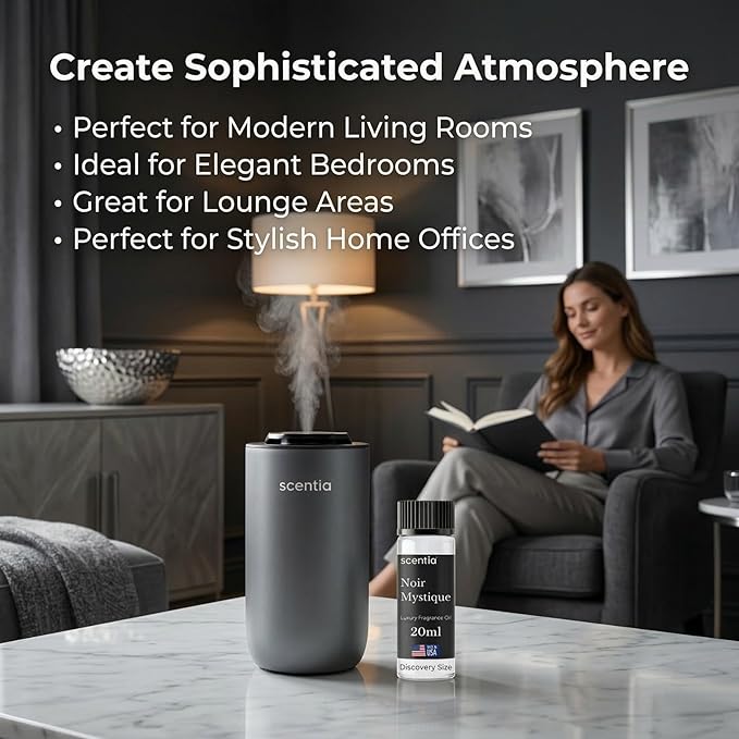 Scentia Noir Mystique Aromatherapy Oil for Diffuser – Hotel Scent Inspired by Edition Hotel – 20 mL – Rose, Bergamot & Musk Natural Fragrance Oil for Waterless & Cold Air Diffusers, Made in USA