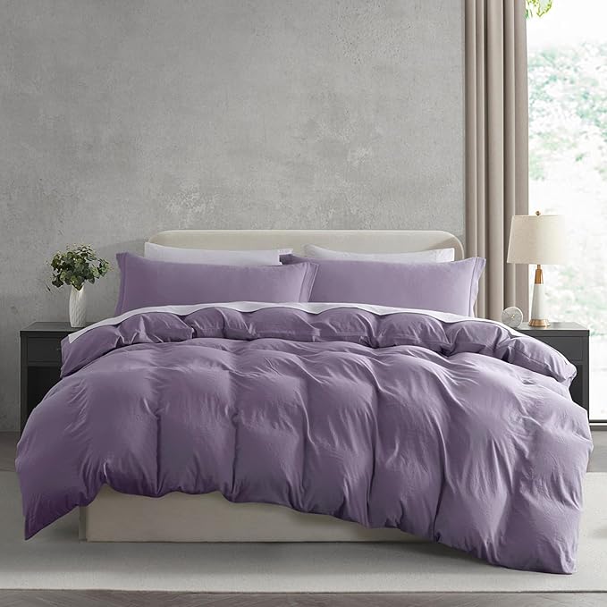 Nestl Twin Duvet Cover Set - Soft Double Brushed Grayish Purple Duvet Cover Twin/Twin XL, 2 Piece, with Zipper Closure, 1 Duvet Cover 68x90 inches and 1 Pillow Sham