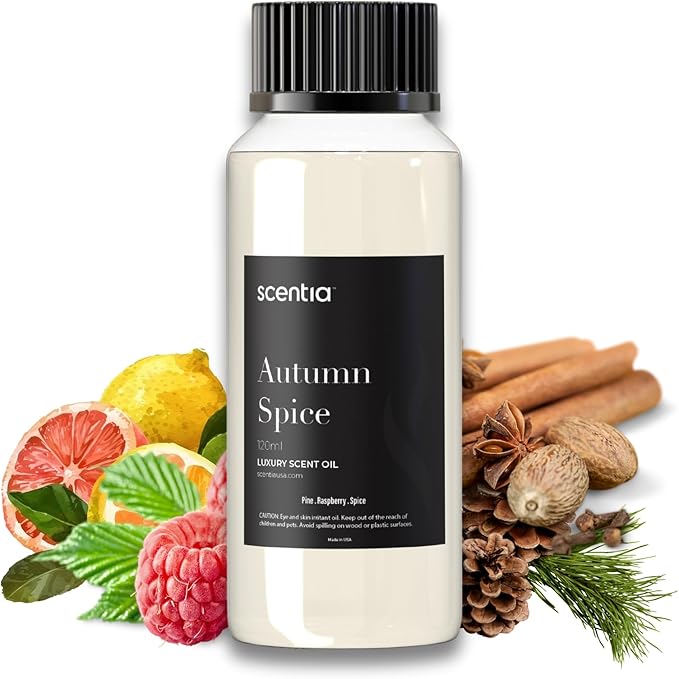Scentia Autumn Spice Essential Oil Blend – 120 ml Fall Diffuser Oil with Pumpkin Spice Notes | Home, Halloween & Thanksgiving Décor | Aromatherapy, Candle & Soap Making
