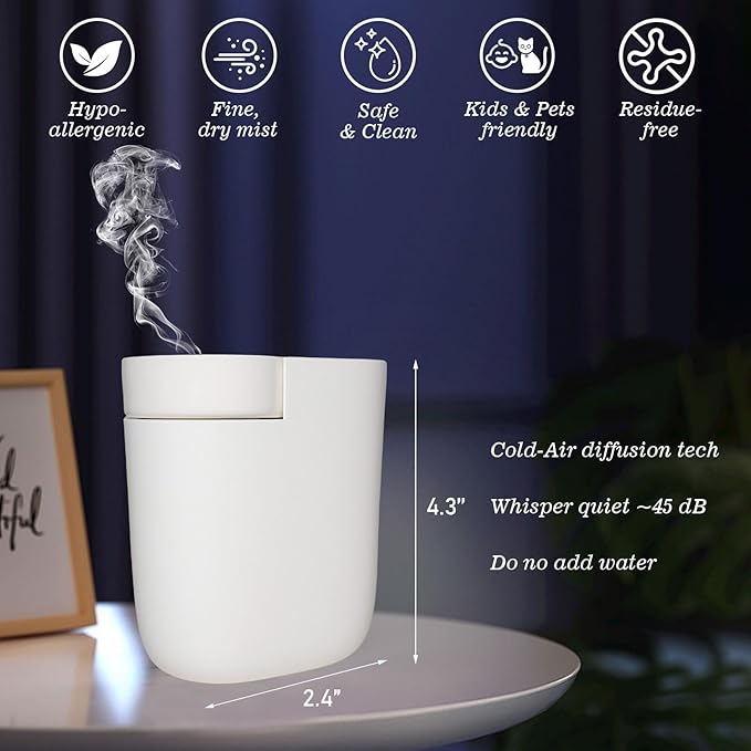 Plug-in Diffuser, Waterless Scent Air Machine, Bluetooth/Manual Dual-Control, 500 Sq. Ft Coverage Luxury Fragrance Diffuser, Essential Oil Aroma Diffuser for Home, Office, Small Room, Spa