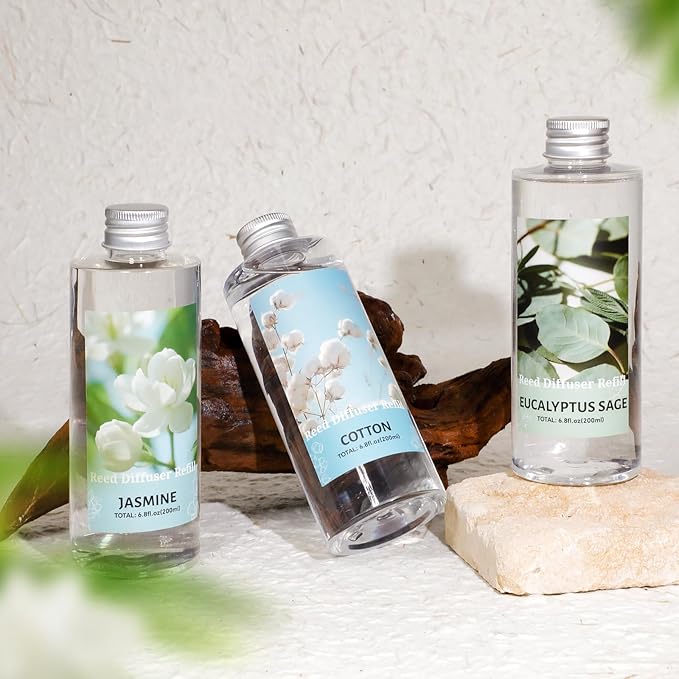 SCENTORINI Reed Diffuser Oil Refill, Eucalyptus Sage Diffuser Oil 6.76 Fl Oz, Natural Scented Essential Oil Refill Long Lasting Home Fragrance for Room Spa Aromatherapy Bathroom Home Decor