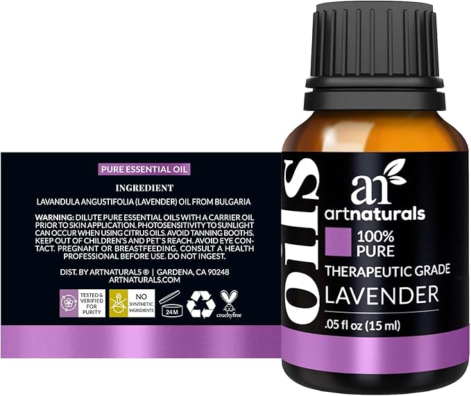 artnaturals 100% Pure Lavender Essential Oil - (.5 Fl Oz / 15ml) - Premium Undiluted Therapeutic Grade Natural from Bulgaria - Aromatherapy for Diffuser