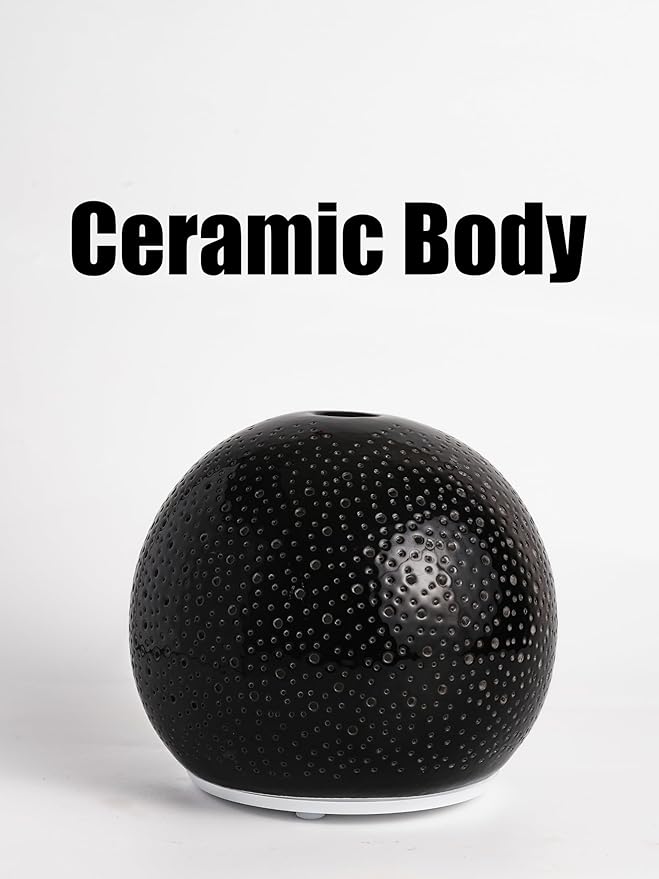 Ceramic Essential Oil Diffusers,Small Cute Humidifier, Home for Aromatherapy,Bedroom Flower Air Fragrance,Room Scent, Smell,Light Decor para Casa De Essentials Aesthetic Electric Oils Aroma Black