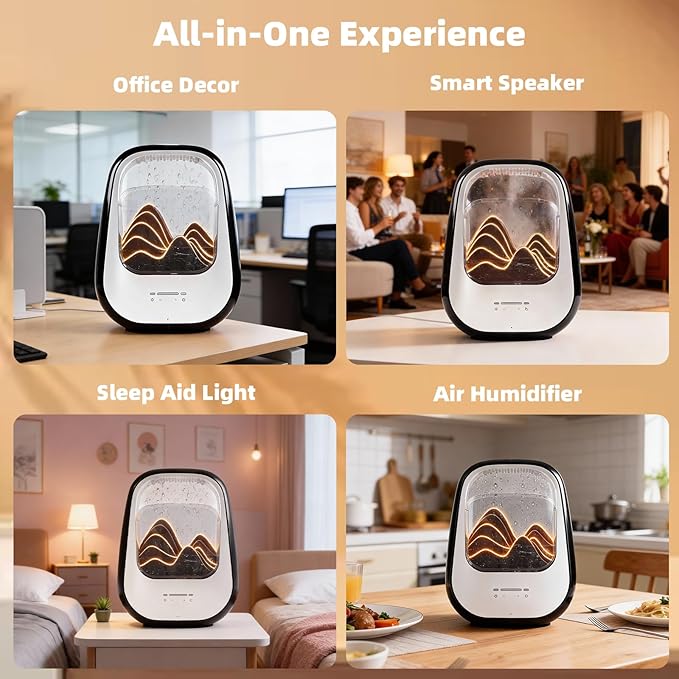 8-in-1 White Noise Sound Machine with Aroma Diffuser, Rain Sound Machine for Sleeping, Stress Relief, White Noise Machine Night Light Timer for Bedroom Office Home Decor, Black