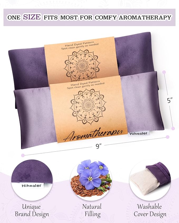 Weighted Eye Mask for Sleep, Yoga, Meditation, Lavender Eye Pillow Heated for Headache, Sinus, Dry Eyes Relief, Moist Heat Mask Purple Relaxation Gifts for Women (Purple&Lilac)