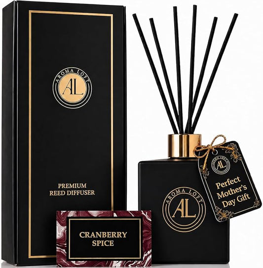 Black Reed Diffusers for Home | Premium Long-Lasting Fragrance Diffuser | Reed Diffuser Sticks in Oil Set | Smells Good in Bathroom & Office | Black, Spice Fragrance Oils Scent (5 oz)