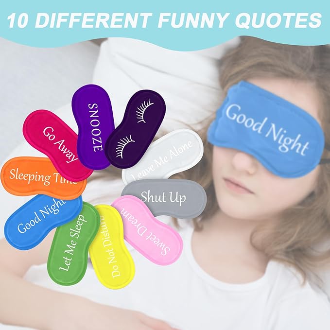 Eurzom 20 Pieces Funny Sleeping Eye Mask Bulk with Adjustable Strap Sleep Blackout Eye Mask for Night Blindfold Cover for Spa Women Men Adult Pajama Party Favors(Bright Colors)