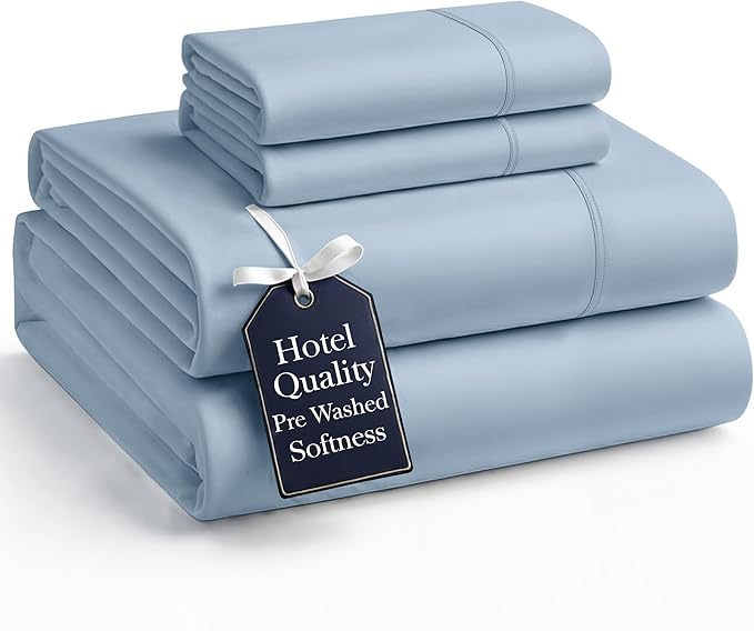 Casa Platino California King Size Sheet Set, Cozy California King Sheet Sets, Soft California King Sheet, Breathable California King Bed Sheet, Microfiber California King Size Sheets Set - French Blue
