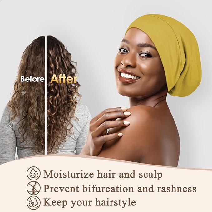 OLESILK 100% Mulberry Silk Bonnet for Sleeping Women, Silk Hair Wrap for Sleeping for Women&Men, Real Silk, Not Satin, Yellow