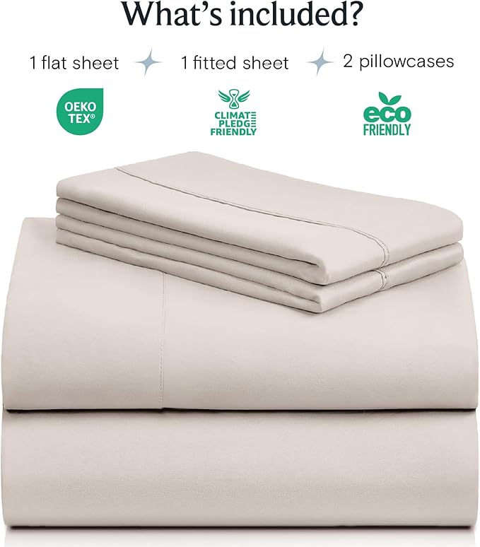 LuxClub 4 PC Sheet Set Bed Sheets Deep Pockets 18" Eco Friendly Wrinkle Free Cooling Machine Washable Hotel Bedding Silky Soft - Linen King
