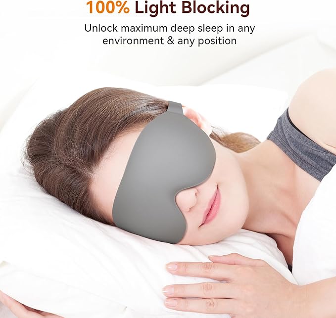Sleep Mask, EVA BELLE Eye Mask for Men Women, Zero Pressure 3D Sleeping Mask, Cool Super Smooth Light Blocking Soft Eye Shade Cover Memory Foam, Lightweight for Home Travel Use