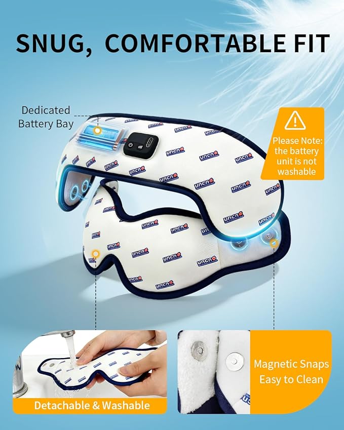 Cordless Heated Eye Mask for Dry Eyes 4 Temperature Settings & 6 Timers, Washable Cover, Warm Compress for Stye, Blepharitis, Eye Strain Relief Heating Pad, Ideal for Travel & Sleep Fast Even Heating