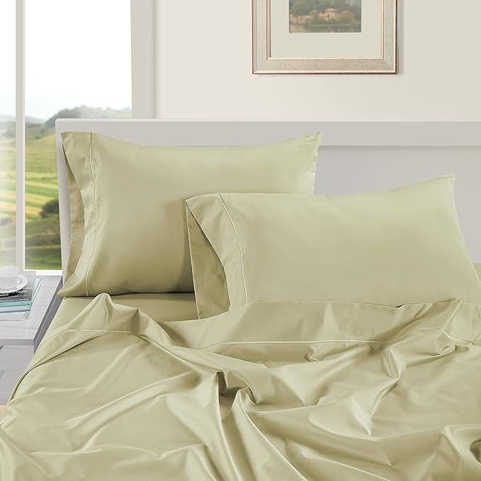 LANE LINEN Queen White Pillow Cases Set of 2, 100% Egyptian Cotton Cases, Sateen - Perfect for Home, Hotels & Hospital Use, Standard Size - Seafoam