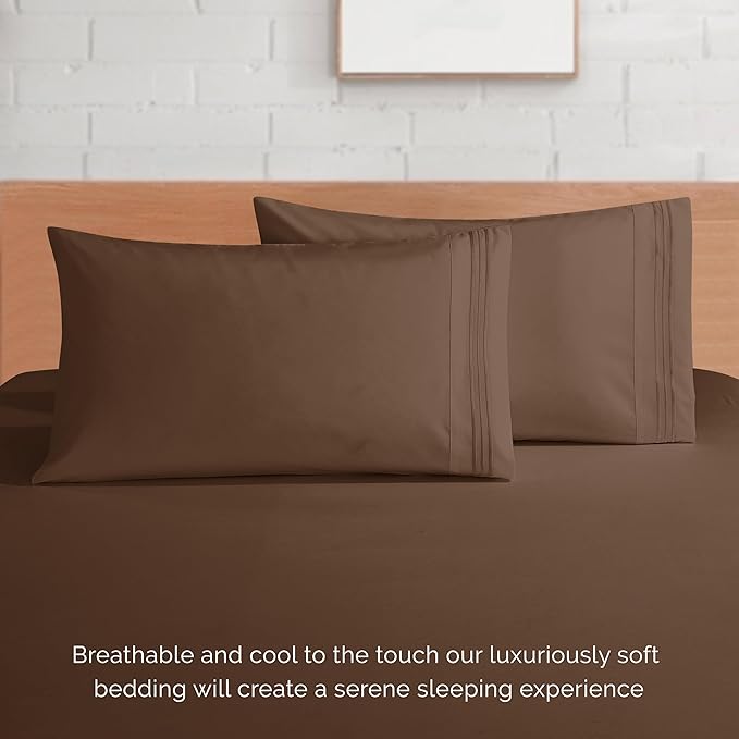 Elegant Comfort Luxurious 1500 Premium Hotel Quality Microfiber 4-Piece Sheet Set, 18-24 Inches Deep - Extra Deep Pocket Sheets - Ultra Soft 4PC Deep Pocket Sheets, Full, Taupe
