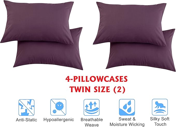 Elegant Comfort Luxury Soft Bed Sheets 1500 Premium Hotel Quality Microfiber Softness Wrinkle and Fade Resistant (6-Piece) Bedding Set, Queen, Sangria Purple