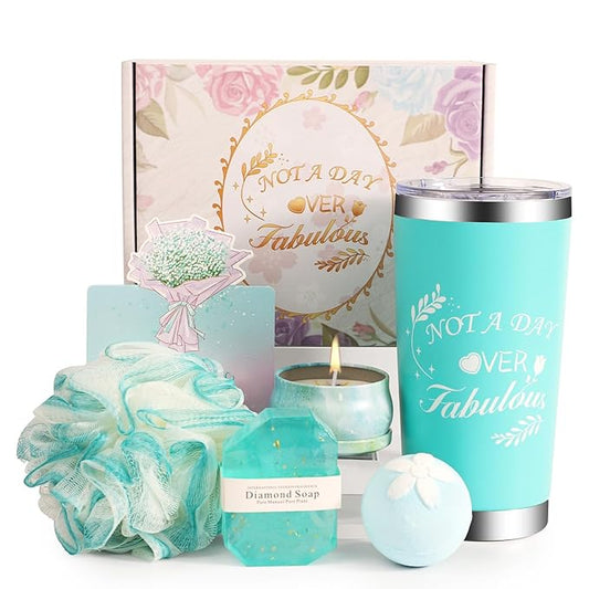 Birthday Gift for Women, Spa Basket Sets, Get Well Gifts, Self Care Gifts for Best Friends Sister Mom (blue cup)