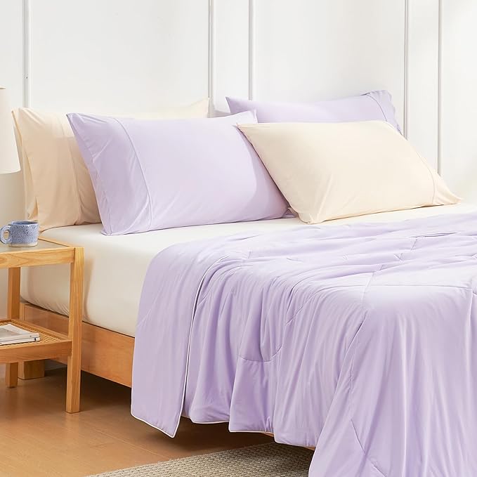 Cozy Bliss Cooling Pillow Cases for Hot Sleepers, Q-Max>0.45, Queen Size Set of 2, Soft & Silky Pillow Covers with Envelope Closure,Gift, Purple, 20x30 Inches