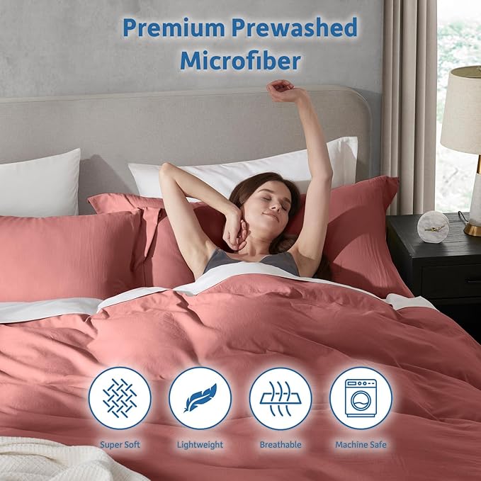 Nestl Twin Duvet Cover Set - Soft Double Brushed Pink Clay Duvet Cover Twin/Twin XL, 2 Piece, with Zipper Closure, 1 Duvet Cover 68x90 inches and 1 Pillow Sham