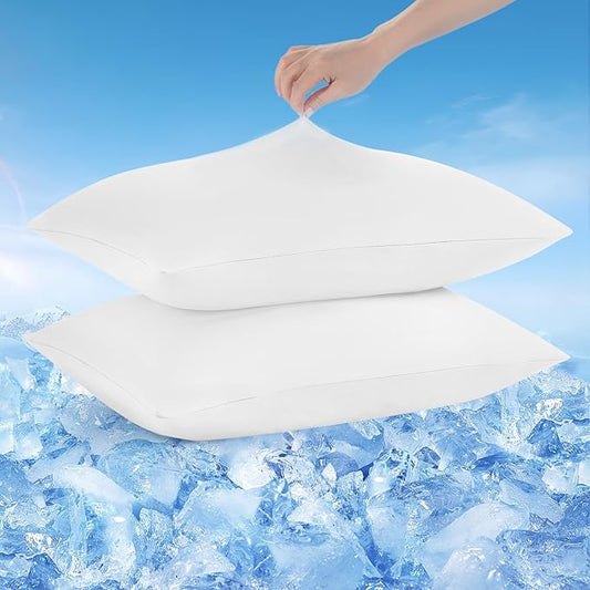Avolare Cooling Pillow Cases King Size 2 Pack,Arc-Chill 3.0(Q-Max>0.5) Cooling Pillowcases for Hot Sleepers,Soft for Hair Skin, Breathable & Stretchy Fabric,Zipper White Pillow Cases